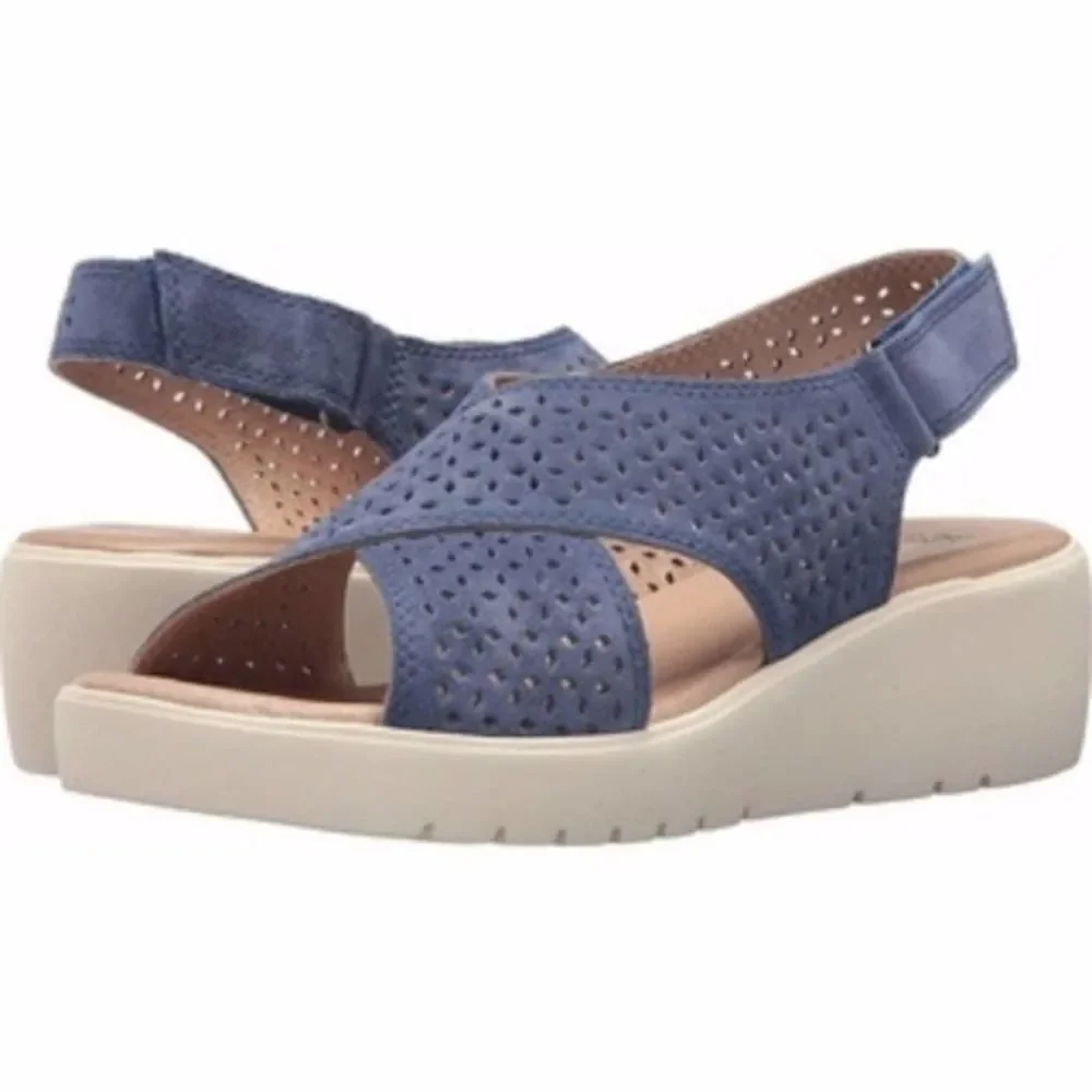JOHNSTON & MURPHY Blue Suede Sling Back Sandals - Picture 1 of 8